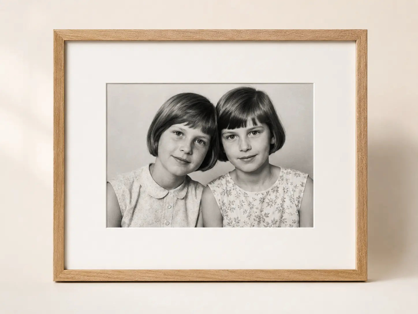 One treasured family photograph in a simple oak frame